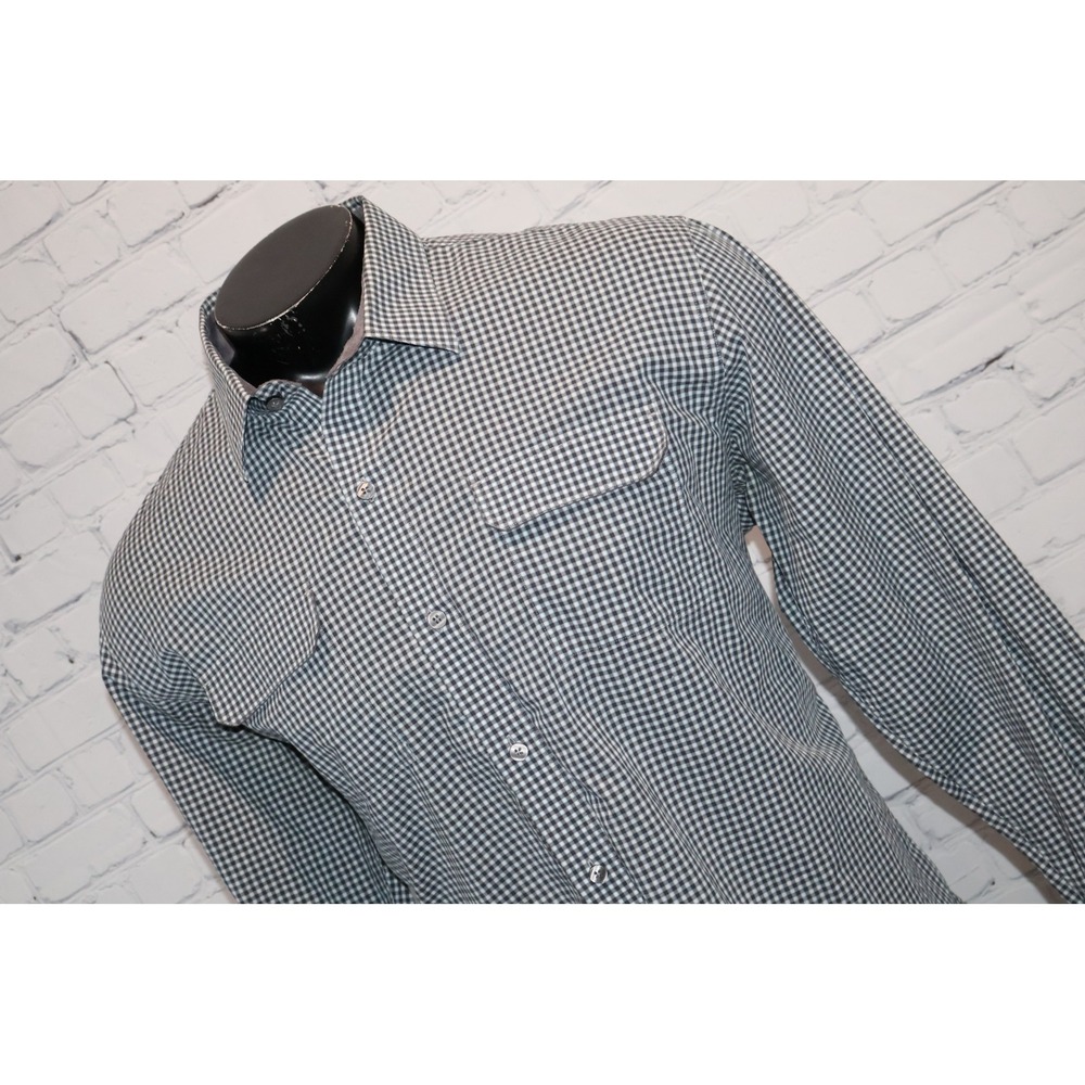 7 Diamonds Button Down Dress Shirt Mens XXL Blue Gray Gingham Plaid Long Sleeve